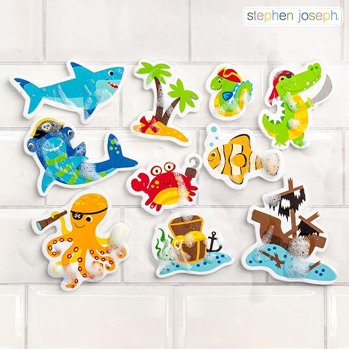 Stephen Joseph, Floating Foam Bath Character 10-Piece Toy Set, Axolotl