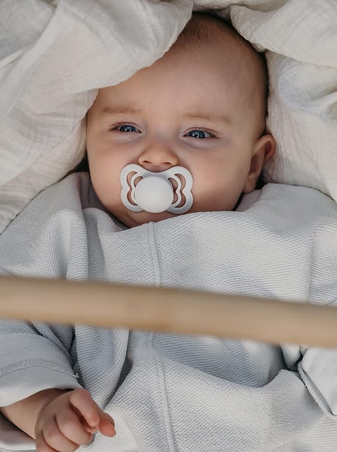 BIBS Pacifiers - Supreme Collection | BPA-Free Baby Pacifier | Made in Denmark | Set of 2 Ivory/Blush Color Premium Soothers | Size 6-18 Months