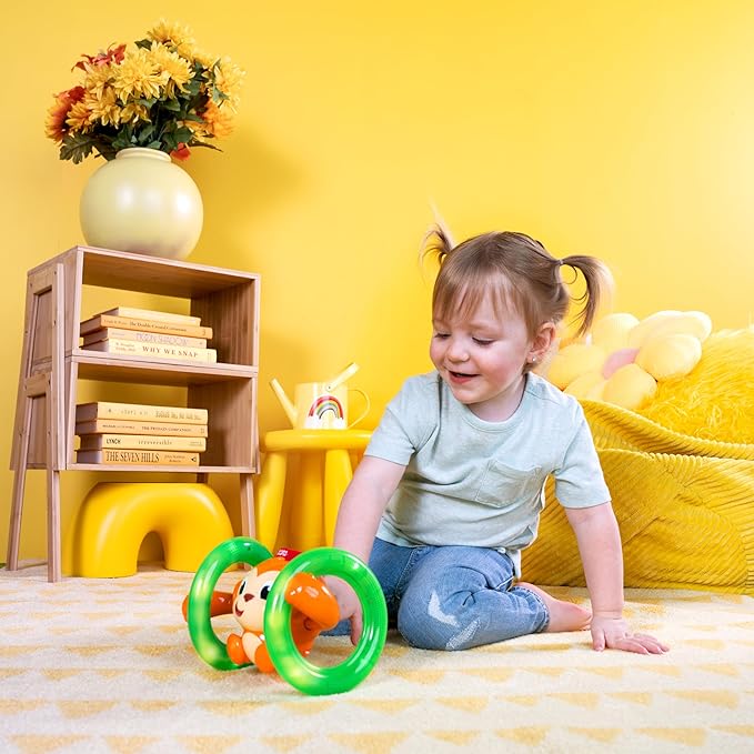 Bright Starts Roll & Glow Monkey Crawling Baby Toy with Lights and Sounds, Tummy Time Toy, 6 Months and up