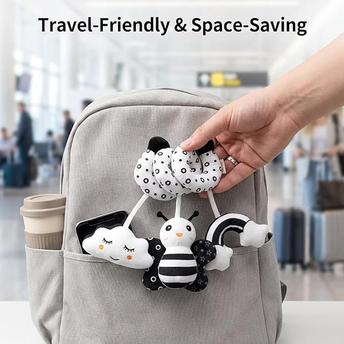 Multi-Use Baby Spiral Activity Toy – Spiral carseat Toy for Car Seat, Stroller,Play Gym, Keeps Baby Quiet, Easy Travel Solution