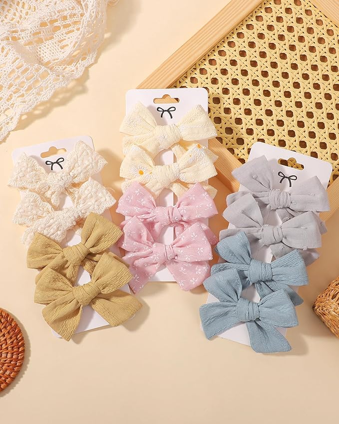 doboi 20PCS Baby Girls Linen Hair Bows Clips Fully Lined Hair Barrettes Accessories for Babies Infant Toddlers Kids in Pairs
