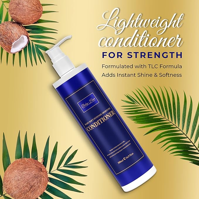 Baby Hair, Coconut Tress Intense Moisture Shampoo and Conditioner Duo - Hydrating Hair Care for All Hair Types Count Pack 33.8oz.