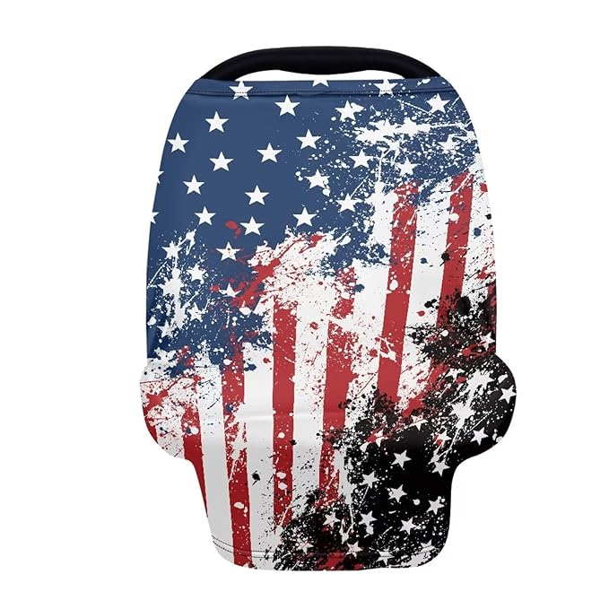 USA Flag Baby Car Seat Cover for Boys and Girls Multi-Purpose Car Seat Covers Breastfeeding Shawl Stroller Canopy Covers Dust Cover Easy Cleaning