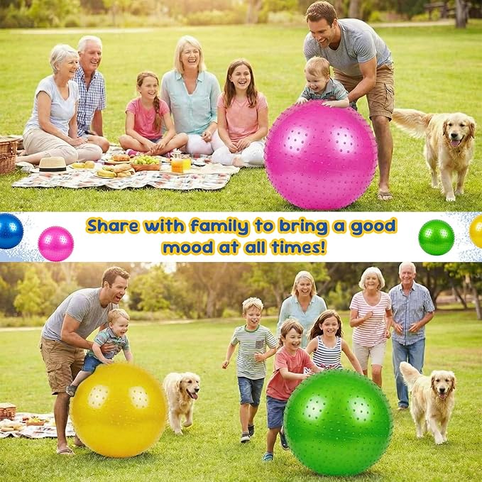 Jerify Knobby Balls Bouncy Spiky Sensory Ball Bulk Soft Inflatable Massage Stress Plastic Toy for School Party Play Indoor Outdoor