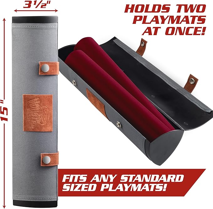 Monster Protectors Hard-Cased Playmat Tube - Premium Prism-Shaped Canvas Play Mat Holder with Fabric Interior and Snap Closure - Won't Roll Off The Gaming Surface- Holds up to 2 Mats Like No Other