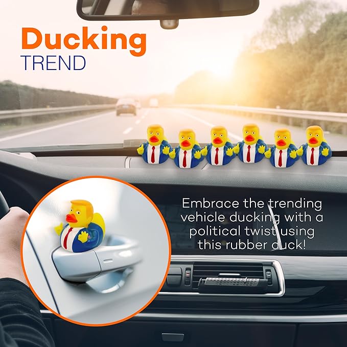 President Trump Rubber Ducks - Bulk 12 Pack - 2.3 Inch Funny Duckies for Jeep Ducking, Bath Tub Toys, Christmas White Elephant Exchange Gag Gift for Adults