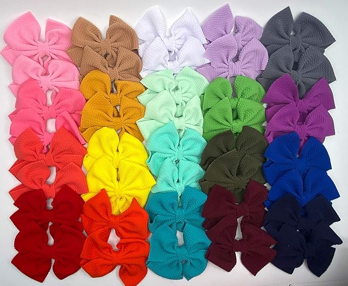 CÉLLOT 40 Pieces 4" Hair Bows Alligator Hair Clips for Baby Girls Toddlers Children Photographic Hair Accessories (20 Colors in Pairs)
