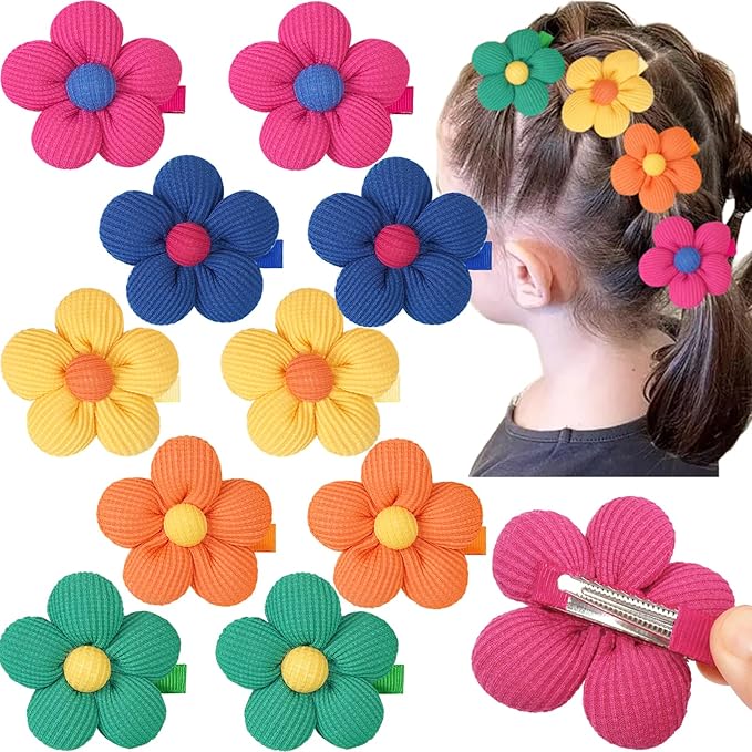 CÉLLOT Flower Hair Clips,10 Pcs Non-Slip Flower Bows Alligator Clips Hair Accessories for Girls Toddlers Teens and Women