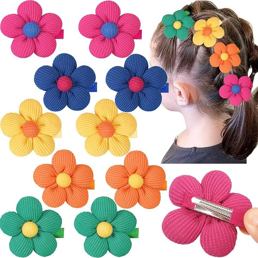 CÉLLOT Flower Hair Clips,10 Pcs Non-Slip Flower Bows Alligator Clips Hair Accessories for Girls Toddlers Teens and Women