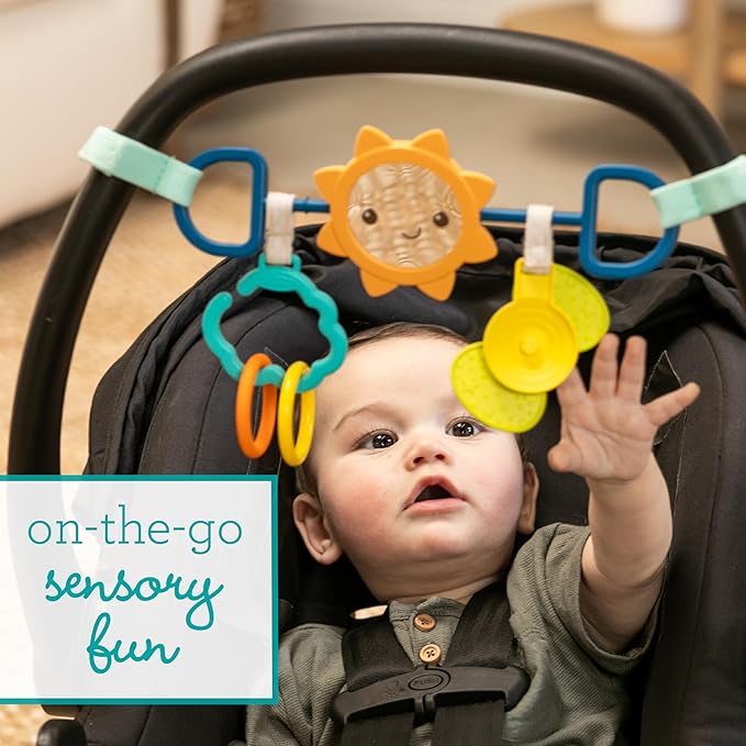 Infantino Sensory Travel Bar - Engaging Activities for Car Seats & Strollers, Promotes Sensory Development, Easy to Install & Durable