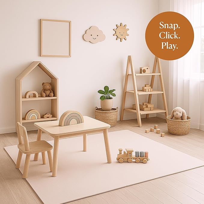 Toddlekind Playmat -Classic Foam Play Mat- 4 x 4 feet Premium Quality Foam Play Mat for Babies/Toddlers, Stylish, Non-Toxic, Odorless, Blush