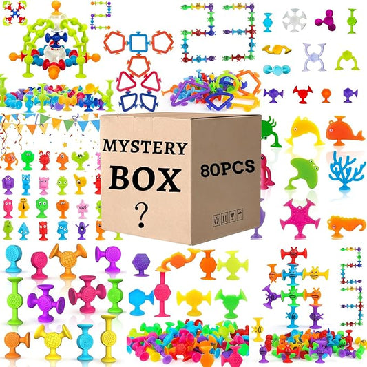 80PCS Suction Cup Toy Set, Multiple Styles Randomly Sent, Surprise Matching, Rich Styles, Bright Colors, Bath Toys, Stress Relieving Sensory Toys Kids Adults Boys Girls, Baby Birthday