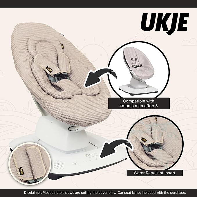 Ukje Swing Insert Rocker Cover Compatible with 4moms mamaRoo 4 and 5 and Rockaroo, Accessories with Reversible Design, Easy to Install, Handmade in Europe - Taupe