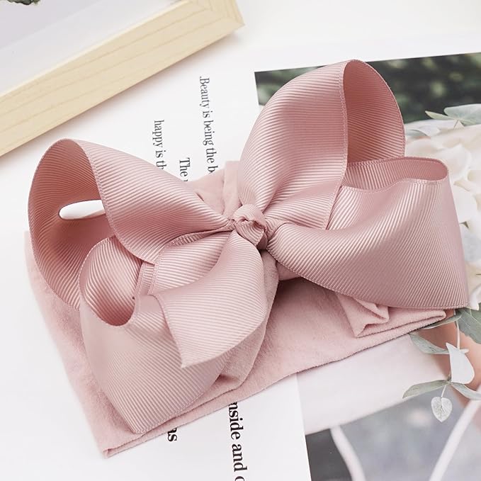 Yxiang 12PCS 6" Baby Headband Bows, Soft Nylon Hairbands Cute Big Bow Super Elastic Headband for Baby Girls Newborn Infant Toddlers