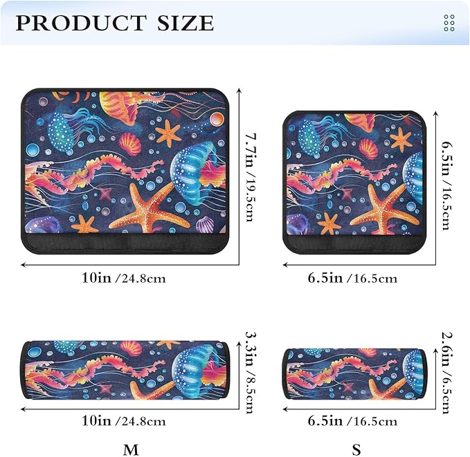 CHIFIGNO 2Pcs Colorful Jellyfish and Starfish Car Seat Belt Covers Soft Seatbelt Pads Seatbelt Shoulder Pad for Car Bag