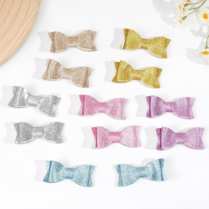 30PCS 2.75'' Baby Girls Pigtail Bows Sparkly Sequin Glitter Hair Bows With Alligator Clips Hair Barrettes Accessory for Girls Toddlers Kids Teens