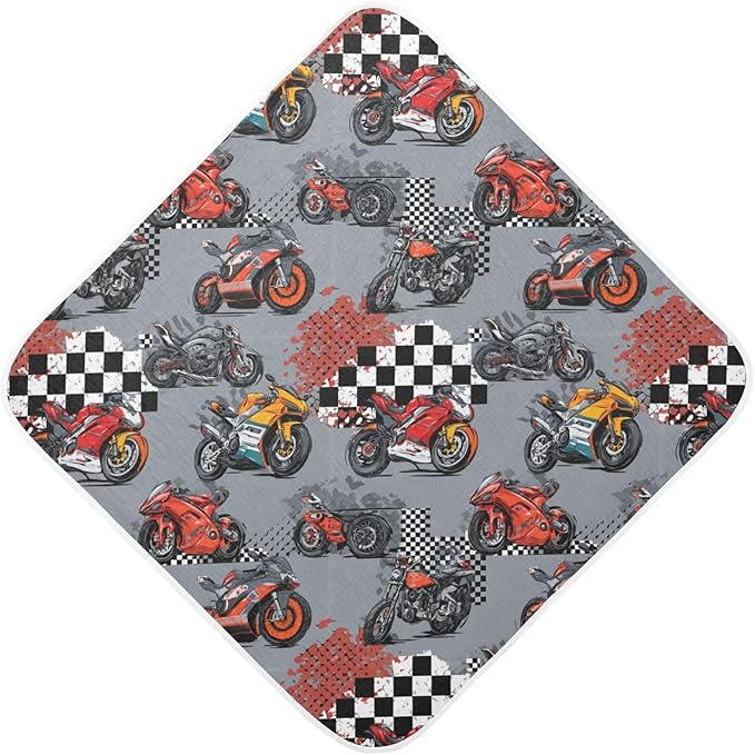 Pigsaly Car Racing Cartoon Hooded Baby Towel Race Car Flag Baby Bath Towel Unisex Soft Organic Cotton Washcloths Toddlers Shower Gifts for Boys Girls Newborn 30 x 30 in