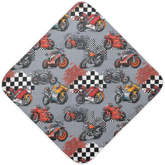 Pigsaly Car Racing Cartoon Hooded Baby Towel Race Car Flag Baby Bath Towel Unisex Soft Organic Cotton Washcloths Toddlers Shower Gifts for Boys Girls Newborn 30 x 30 in