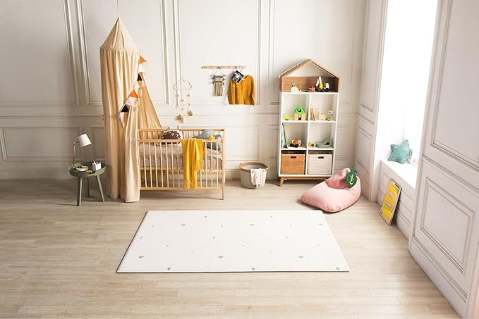 Premium Soft Play Mat - Coco Bear + Woven Sisal - Made in Korea - Non-Toxic Soft Floor Mats, Water Resistant, for Playrooms, Kids Rooms & Family Spaces, Reversible - 75"x51"