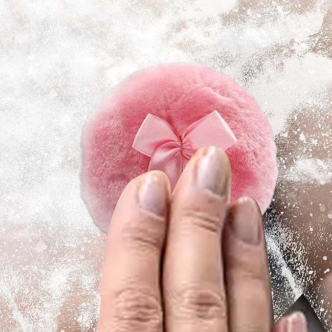 Generic Body Powder Puff - Portable Dustproof Powder Puff, Soft Round Face Body Powder Puff With Ribbon Bow | Skin-Friendly Furry Powder Puff, Body Powder Applicator Suitable For Home And Travel