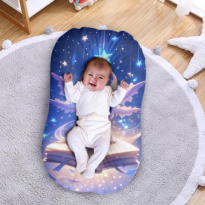 Axolotl Baby Lounger Cover, Moon Stars Infant Newborn Lounger Covers 31.5'' x 21.3'' Soft Breathable Baby Nest Slipcover for Boys Girls