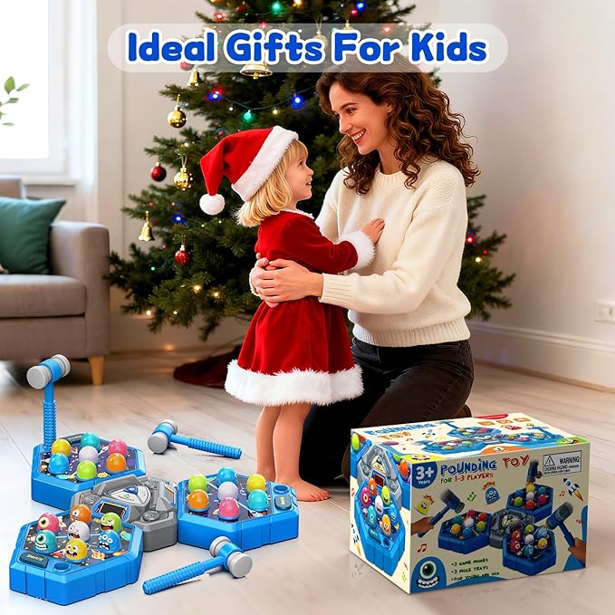 Whack Game Mole for Toddlers, Toys for 3 4 5 6 7+ Year Old Boys Girls,Pounding Toys for Age 3-8, Birthday Gift for 3-12 Year Old Boys Girls, Interactive Educational Toys with 3 Modes,1-3 Player