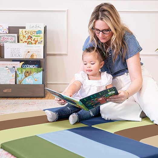 ECR4Kids SoftZone Turning Tiles Activity Mat, Folding Playmat, Earthtone