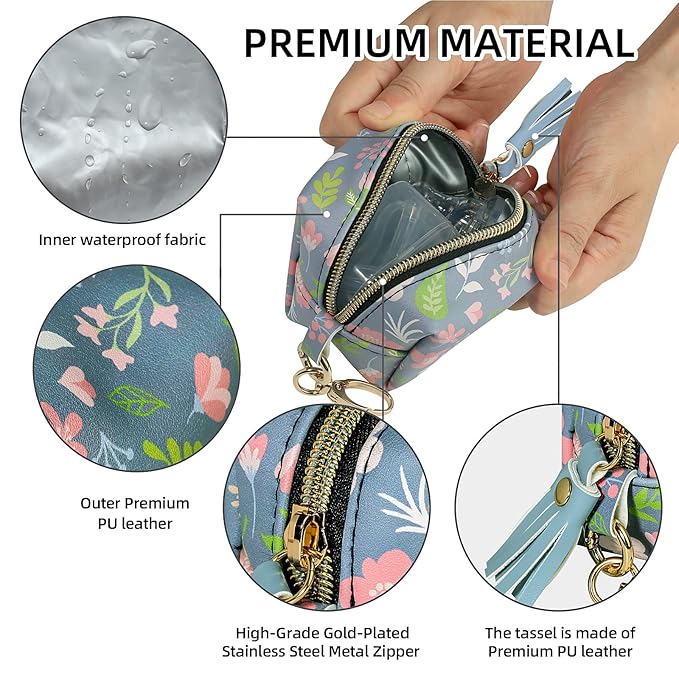 Smlpuame Pacifier Holder Case,BPA Free Leather Baby Pacifier Cover Pouch,Binky Case for Diaper Bag or Purse,Holder 4 Pacifiers or Teether Toy,Outdoor Travel Accessories,Easy to Clean(Flower,Grey)