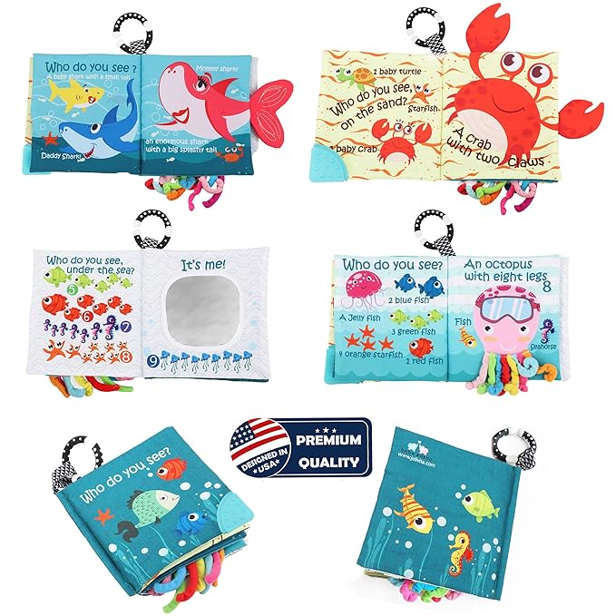 Fish Crinkle Book and Elephant Baby Toy for Babies Infants Toddlers
