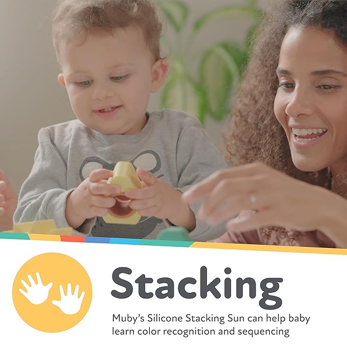 Nuby Soft Silicone Stackable Avocado Interactive Toy - 5-Piece Toddler Stacking Toy for Early Development - 12+ Months