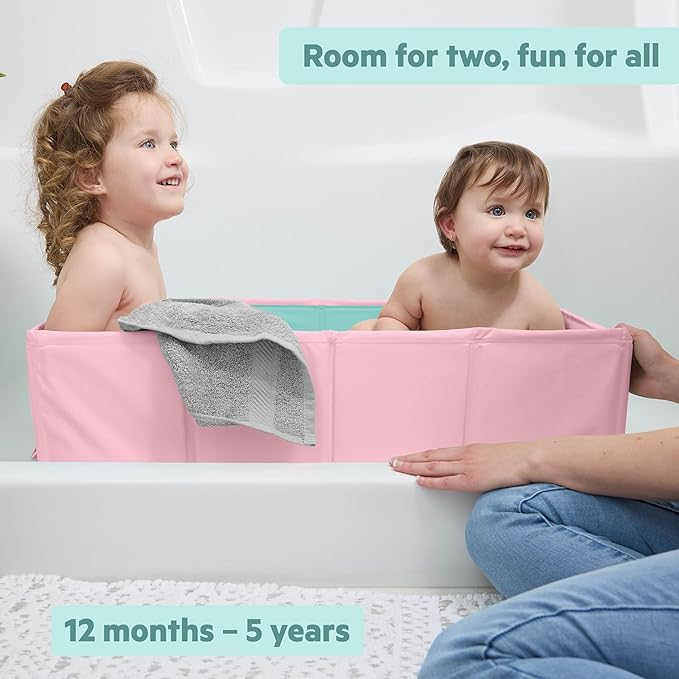 Disney Baby Minnie Mouse Tuckaway Toddler Folding Tub, Converts Shower to Bathtub, Folds to Store, Easy to Clean, Portable Baby Bathtub for Travel, 12M-5Y