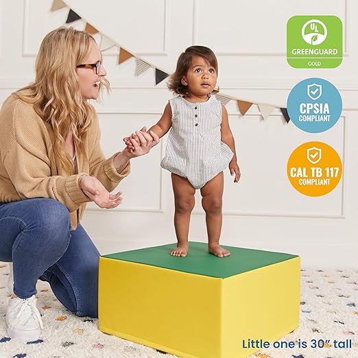 ECR4Kids SoftZone Pedestal Play Block Corner Climber, Beginner Playset, Assorted
