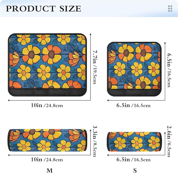 CHIFIGNO Blue and Yellow Hipper Flowers Car Seat Belt Covers Pack of 2 Soft Seat Belt Cushion Cover Shoulder Pad Auto Interior Accessories for Car Bag