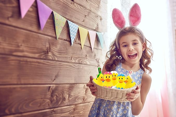 The Dreidel Company Happy Easter Rubber Duck Toy Bunny Rabbit Duckies for Kids Easter Eggs, Bath Birthday Gifts Baby Showers Summer Beach and Pool Activity, 2" (400-Pack)