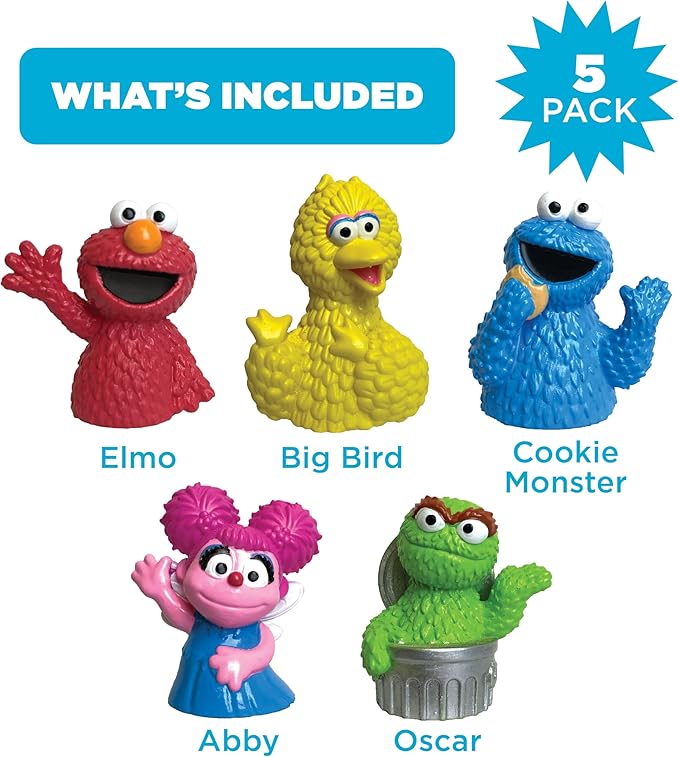 Sesame Street 5 Piece Finger Puppet Set - Easter Basket Stuffers, Easter Egg Fillers, Easter Decorations, Party Favors, Educational, Playtime, Bath Toys (69230), 0.14 pounds