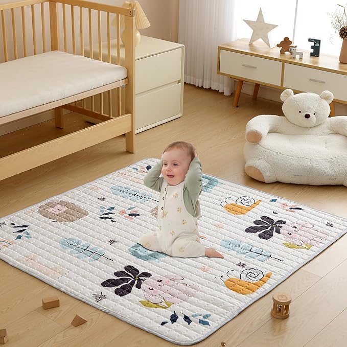 Baby Play Mat,50x50 Play Mat for Floor, Soft Thick Baby Floor Play Mat for Infants, Babies, Toddlers Tummy Time,Baby Crawling Mat,Machine Washable Cushioned for Playpen,Animals