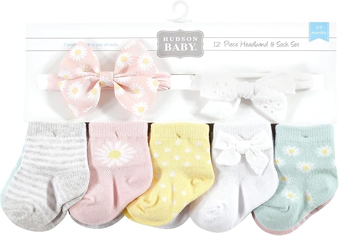 Hudson Baby Baby Girls' Sock and Headband 12pc Set