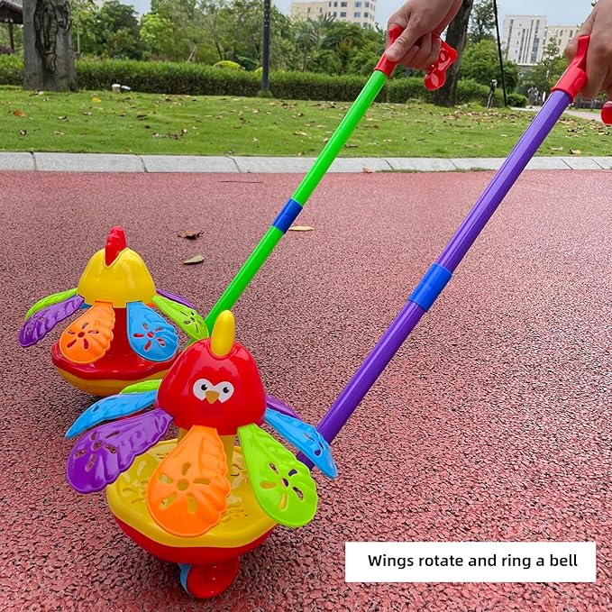 Toys car for Kids with Spinning Wings & Jingle Bell - Educational Fun for Christmas, Halloween, Thanksgiving, Birthday Gifts, Rooster Toys - Toddler Push Toys(Color Random)