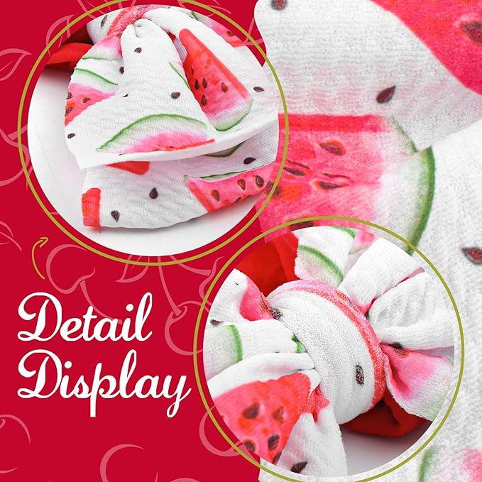 2 Pcs Baby Girl Headbands Summer Outfits 6’’ Fruit Hair Bows Watermelon Hair Accessories for Newborn Infant Toddler Girls Clothes