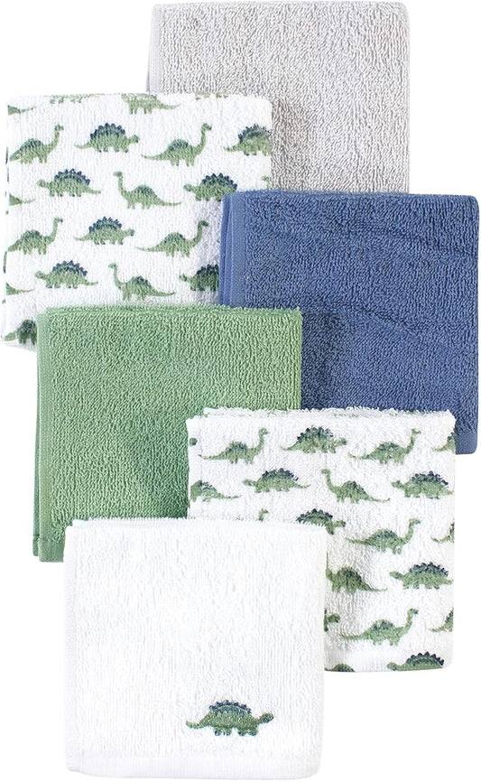 Luvable Friends Unisex Baby Super Soft Cotton Washcloths, Dinosaur, One Size