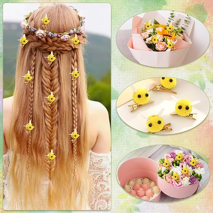 10 Pcs Bee Hair Clips Women Bangs Alligator Clips Spring Themed Birthday Decoration Accessories Animal Daily Hairpins Bobby Pins