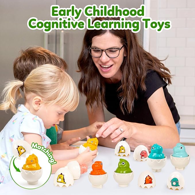 Dinosaur Toys,Egg Toy for Toddlers 1-3,Montessori Sensory Early Educational Learning Shape Matching & Sorting Games Fine Motor Toys Christmas Stocking Stuffers Gifts for Boys Girls