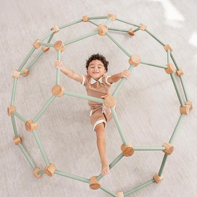 Comfy Cubs Wooden Toddler Play Gym for 3-6 Years Old - Montessori Climber for Kids - Safe Climbing Toy Support up to 120 lbs - Easy to Assemble Kids Climber for Active Play - Sage