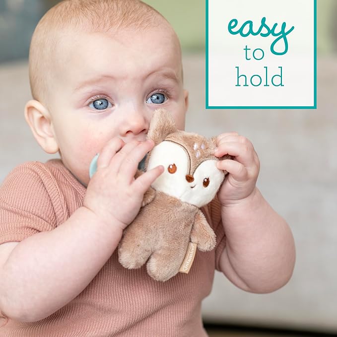 Infantino Snuggle & Soothe PaciPal - Soft Fabric Pacifier Pal with Premium Silicone Pacifier for Baby's Comfort and Self-Soothe, Deer