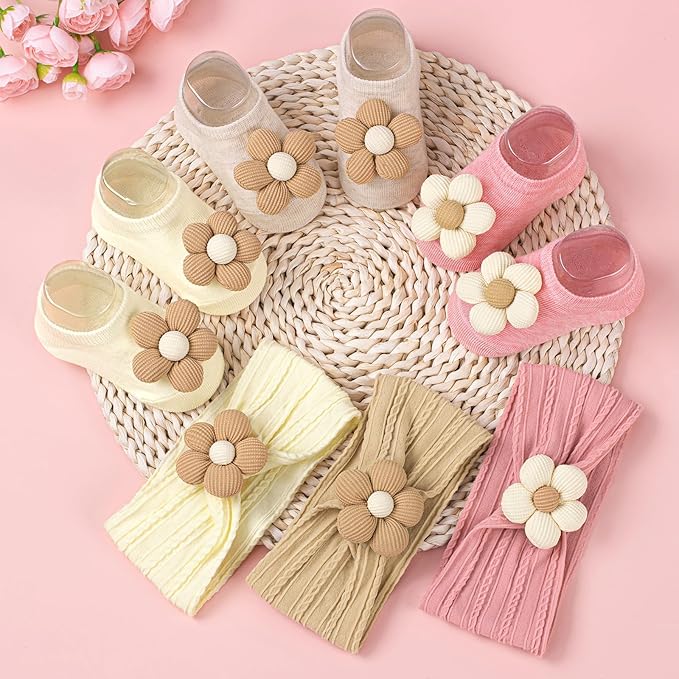 Baby Flower Headband and Socks: Cute Headband and Socks Sets for Toddler Newborn Infant Girl