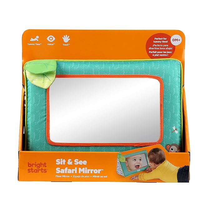 Bright Starts Sit and See Safari Floor Mirror Tummy Time Activity Toy, Ages Newborn + (Pack of 6)
