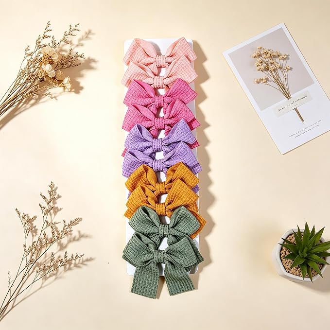 20PCS Baby Girl Dog Gift Wrap Hair Bow Clips Barrettes Colorful Waffle Textured Bow Hair Clips for Girls, Cute Butterfly Accessories Alligator Clip for Little Girls Toddler Kids Teens
