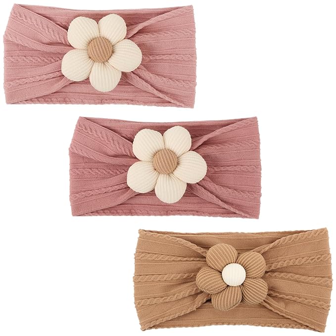 AQOKKA Baby Flower Headbands Nylon Baby Girl Headbands Soft Handmade Hairbands Toddler Hair Accessories for Girls Baby Newborn Infant Kids