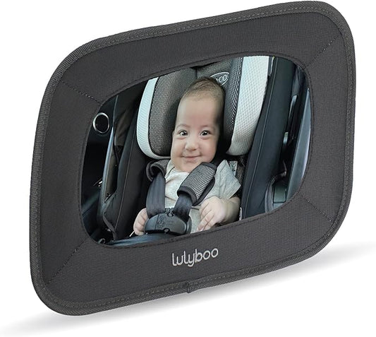 Lulyboo Baby Mirror for Car, Adjustable Rear Facing Back Car Seat Mirror, Black