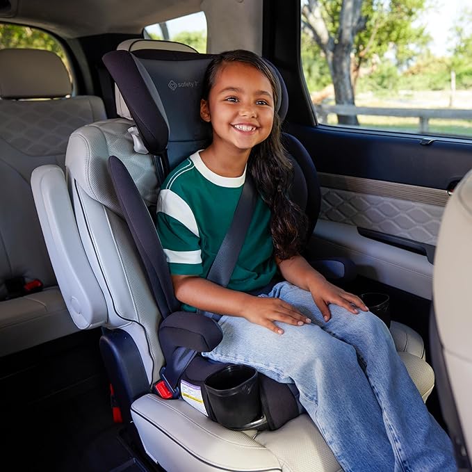 Safety 1st Grow and Go 2-in-1 Booster Car Seat with ComfortWings, Converts High-Back to Backless, 19" Wide, Fits 3 Across, Lightweight, Foldable, Easy-Clean, Cup Holders, 40-100 lbs, Sea Serpent
